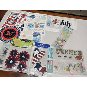Scrapbook Lot Summer Fun 4th of July Beach Crafts Stickers Embellishments USA